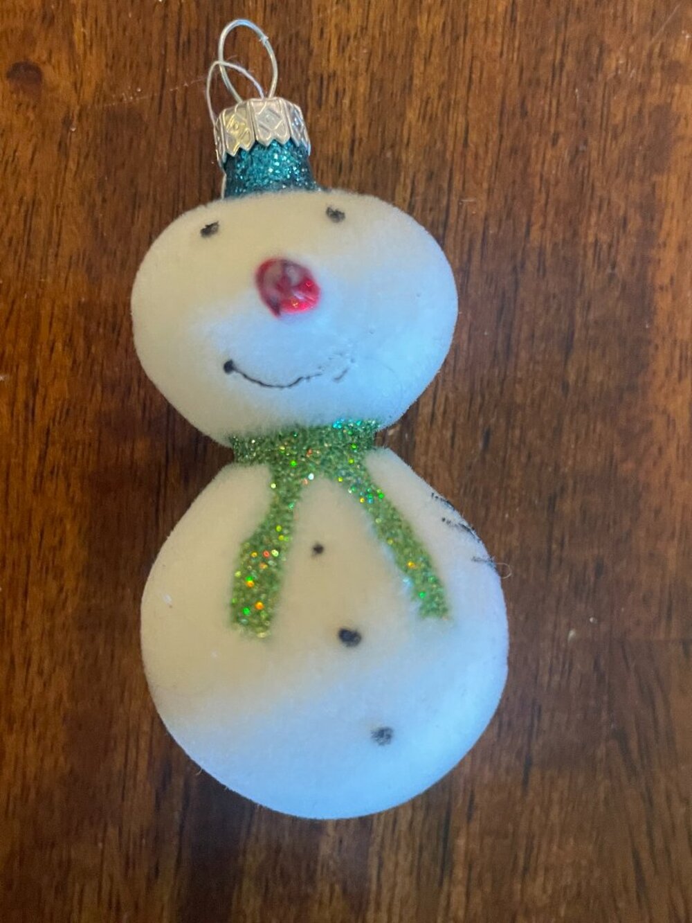 Vintage Mini Velvet Snowman Holiday Ornament 2.5" Christmas!